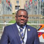 Chairperson of Africa Peace and Security Union ( APSU) Roll Stephen Ngomat at the ongoing United Nations Conference of State Parties in Geneva./ Photo by Courtesy
